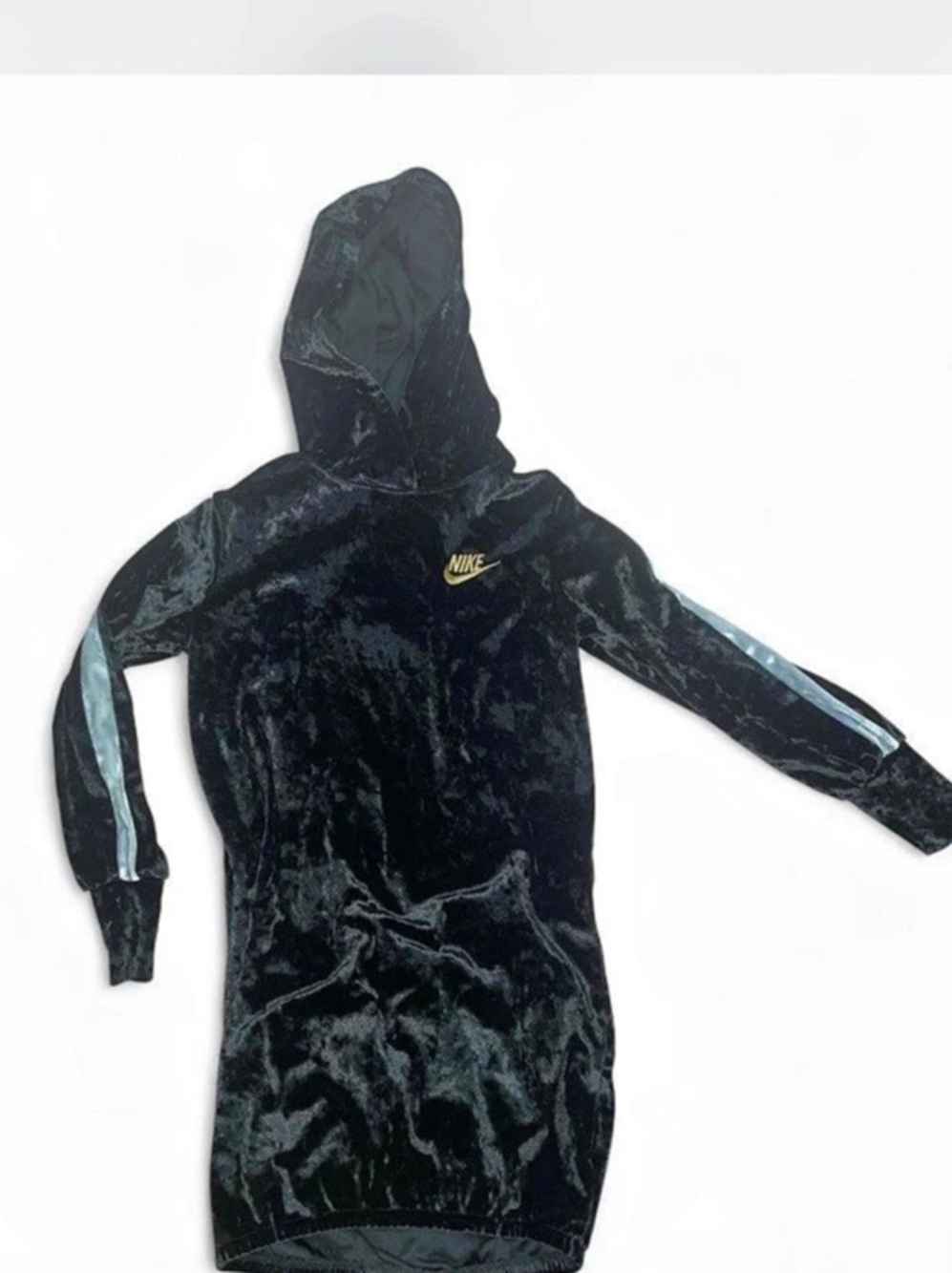 Baby Nike Black Velvet Footless Sack Dress Size 6M Long Sleeve Hooded EUC Rare